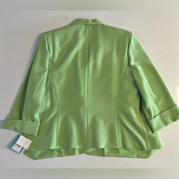 KASPER Women Lemon Sweet Pea Polyester Elastane Open Front Blazer Size 16 - Picture 2 of 3